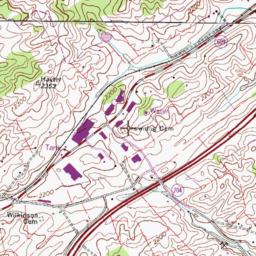 Topographic Map of Browning Cemetery, VA