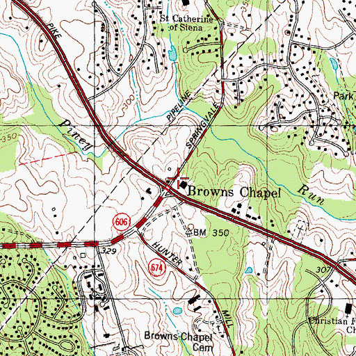 Topographic Map of Browns Chapel, VA
