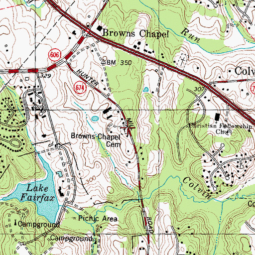 Topographic Map of Brown's Chapel Methodist Cemetery, VA