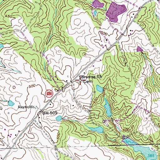 Topographic Map of Browns Church, VA