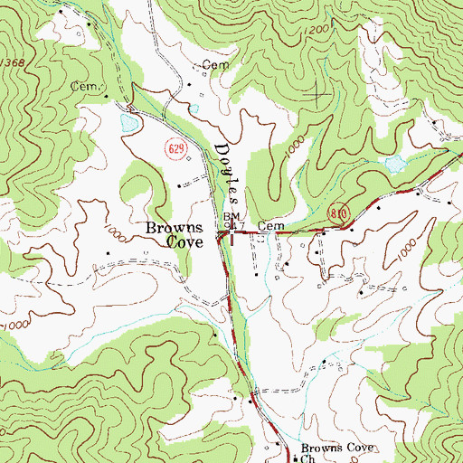 Topographic Map of Browns Cove, VA