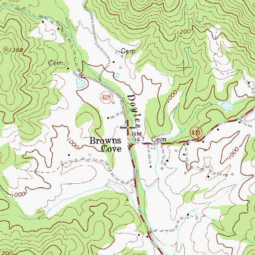 Topographic Map of Browns Cove, VA