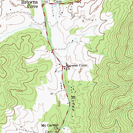 Topographic Map of Browns Cove Church, VA