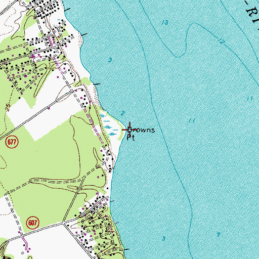 Topographic Map of Browns Point, VA