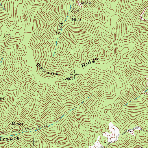 Topographic Map of Browns Ridge, VA