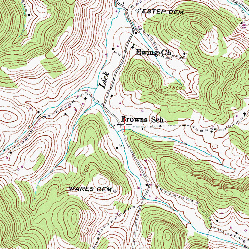 Topographic Map of Browns School, VA