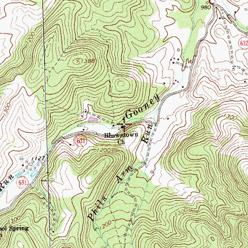 Topographic Map of Browntown Church, VA