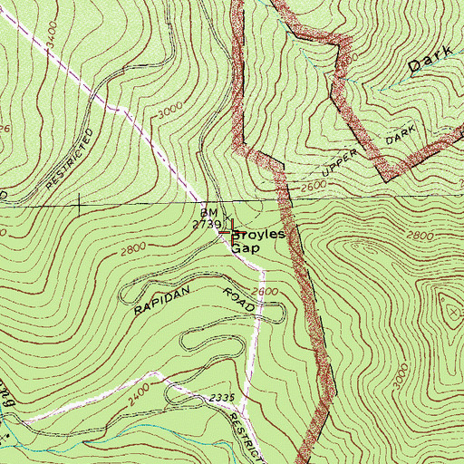 Topographic Map of Broyles Gap, VA