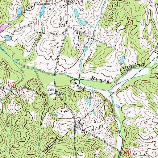 Topographic Map of Bruce Spring Branch, VA