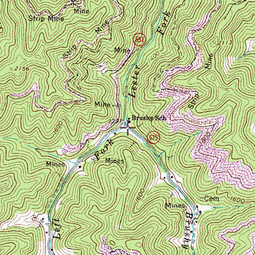 Topographic Map of Brushy Fork, VA