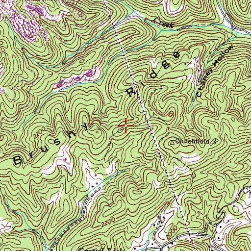 Topographic Map of Brushy Ridge, VA