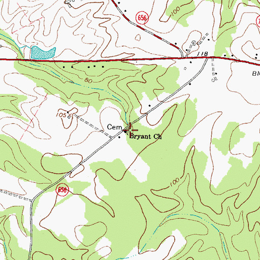 Topographic Map of Bryant Church, VA