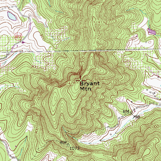 Topographic Map of Bryant Mountain, VA