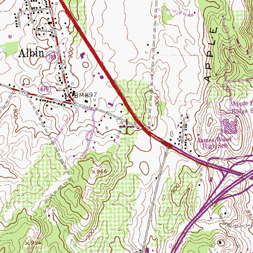 Topographic Map of Bryarly School, VA