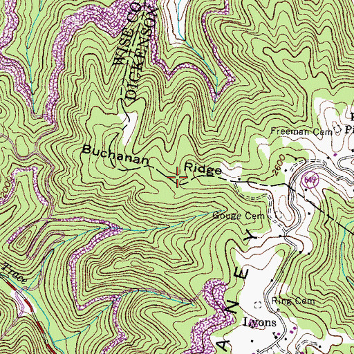 Topographic Map of Buchanan Ridge, VA