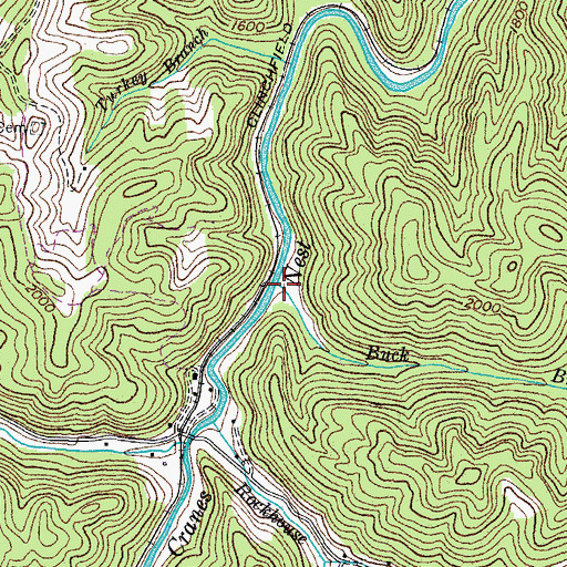 Topographic Map of Buck Branch, VA