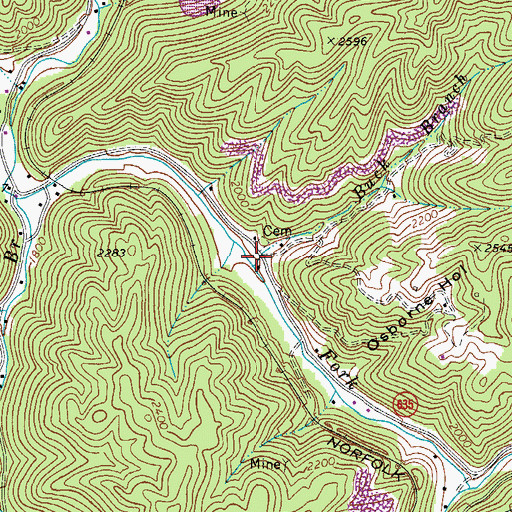 Topographic Map of Buck Branch, VA