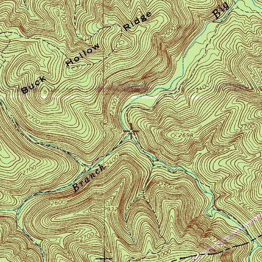 Topographic Map of Buck Hollow Branch, VA