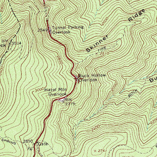 Topographic Map of Buck Hollow Overlook, VA