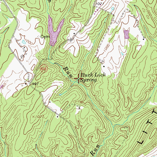 Topographic Map of Buck Lick Spring, VA