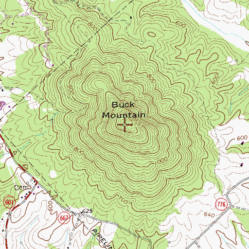 Topographic Map of Buck Mountain, VA