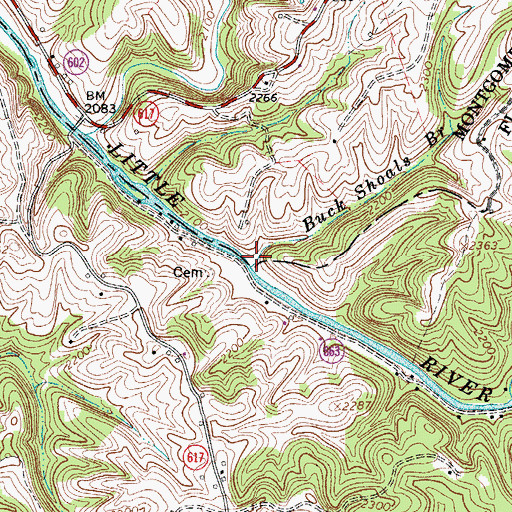 Topographic Map of Buck Shoals Branch, VA