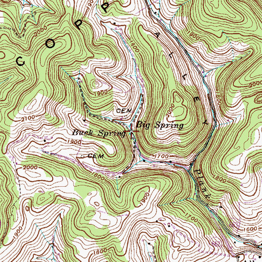 Topographic Map of Buck Spring, VA