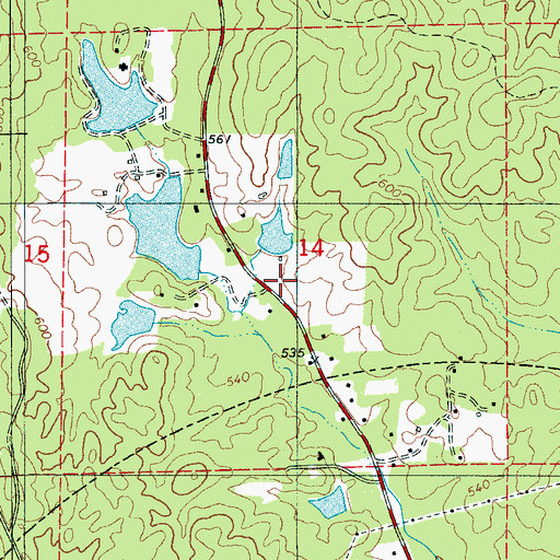 Topographic Map of Coy Collins Steam Mills (historical), AL