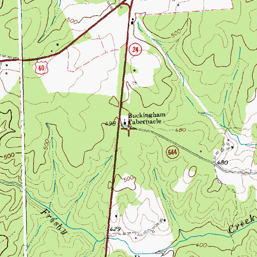 Topographic Map of Buckingham Tabernacle, VA