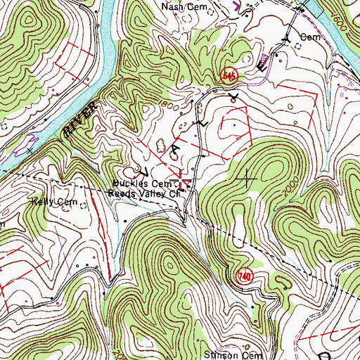Topographic Map of Buckles Cemetery, VA