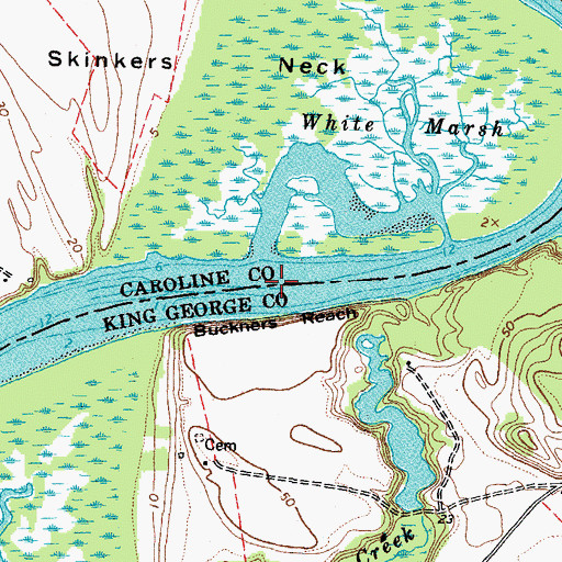 Topographic Map of Buckners Reach, VA