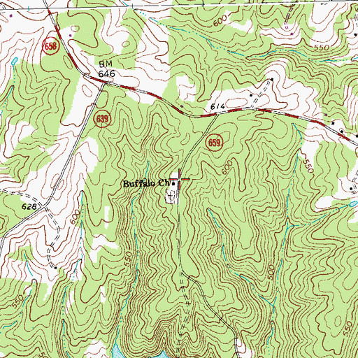 Topographic Map of Buffalo Church, VA