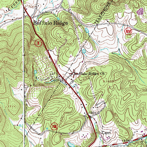 Topographic Map of Buffalo Ridge Church, VA