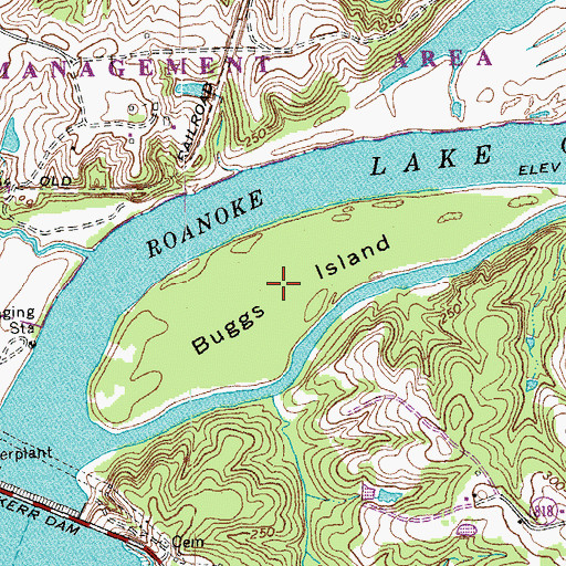 Topographic Map of Buggs Island, VA