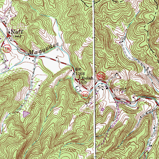 Topographic Map of Bulah Church, VA