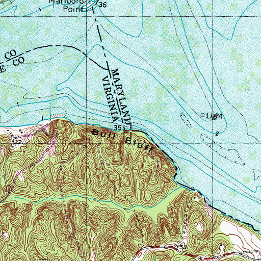 Topographic Map of Bull Bluff, VA