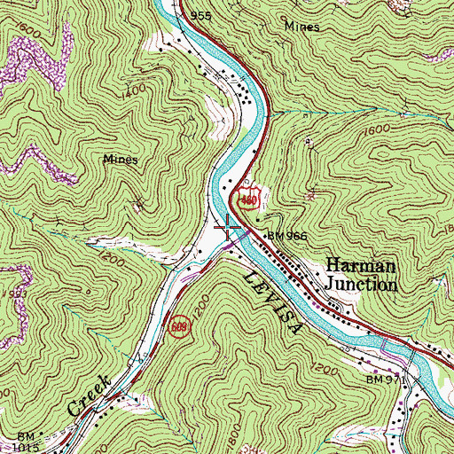Topographic Map of Bull Creek, VA