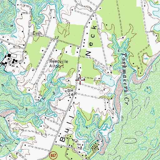 Topographic Map of Bull Neck, VA