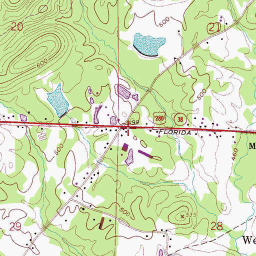 Topographic Map of Days Crossroads, AL