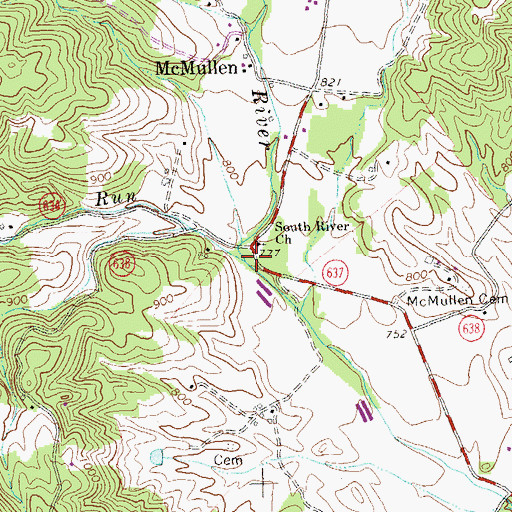 Topographic Map of Bull Yearling Run, VA