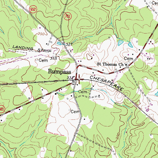 Topographic Map of Bumpass, VA