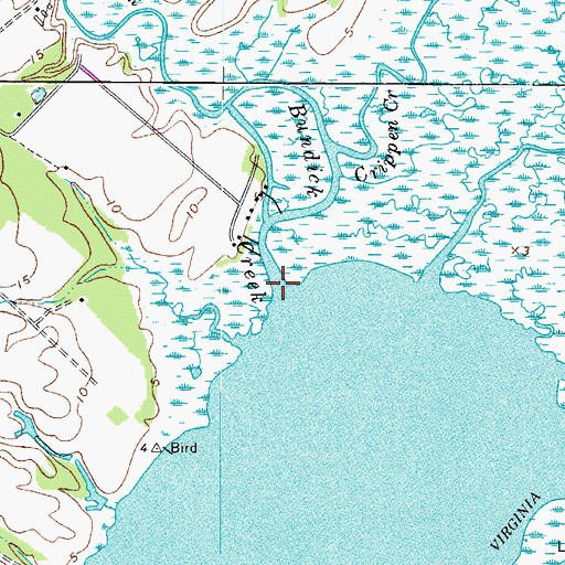 Topographic Map of Bundick Creek, VA