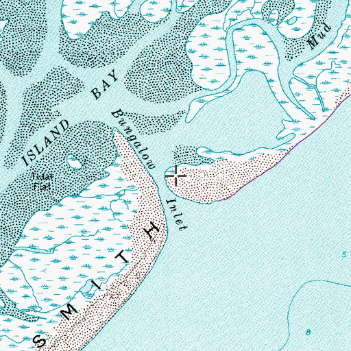 Topographic Map of Bungalow Inlet, VA