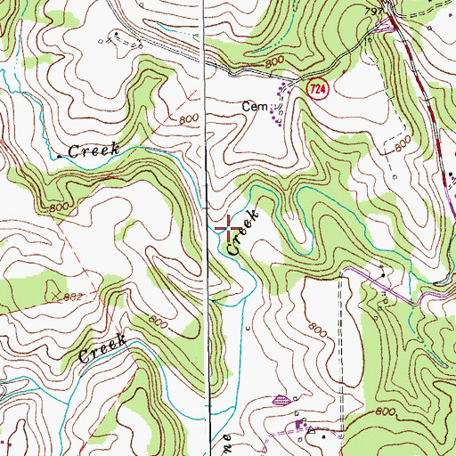 Topographic Map of Bunker Hill Creek, VA