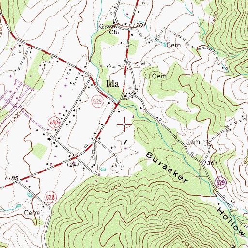 Topographic Map of Buracker Hollow, VA