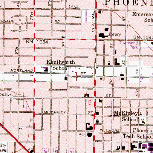 Topographic Map of KPNX TV Studio Heliport, AZ