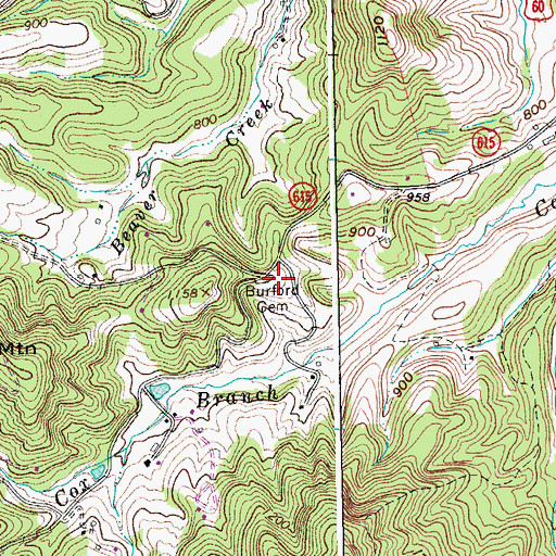 Topographic Map of Burford Cemetery, VA