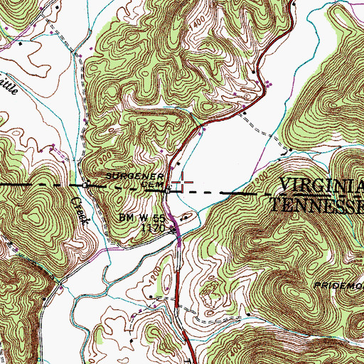 Topographic Map of Burgener Cemetery, VA