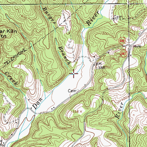Topographic Map of Burges Branch, VA