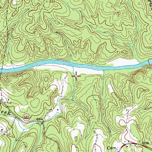 Topographic Map of Burgess Creek, VA